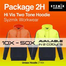 Load image into Gallery viewer, Hi Vis Unisex Two Tone Hoodie Syzmik Printed Package 2H