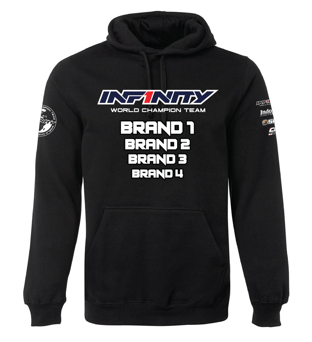 Team Infinity Australia Hoodie Custom RC Apparel Black Sponsor Edit EGA Custom Apparel