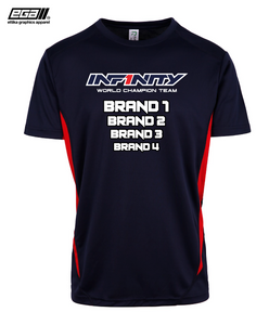 Infinity Sponsor/Driver Name Performance Navy/Red T-Shirt - Cool Dry Fabric