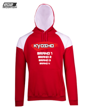 Load image into Gallery viewer, Kyosho Sponsor/Driver Name Performance Red/White Hoodie - Contrast