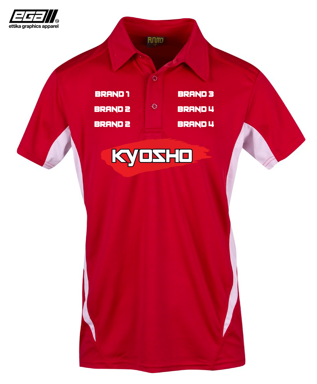 Kyosho Sponsor/Driver Name Performance Orange/White Polo - Cool Dry Fabric