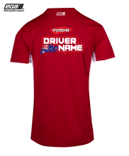 Load image into Gallery viewer, Kyosho Sponsor/Driver Name Performance Red/White T-Shirt - Cool Dry Fabric