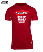 Load image into Gallery viewer, Kyosho Sponsor/Driver Name Performance Red/White T-Shirt - Cool Dry Fabric