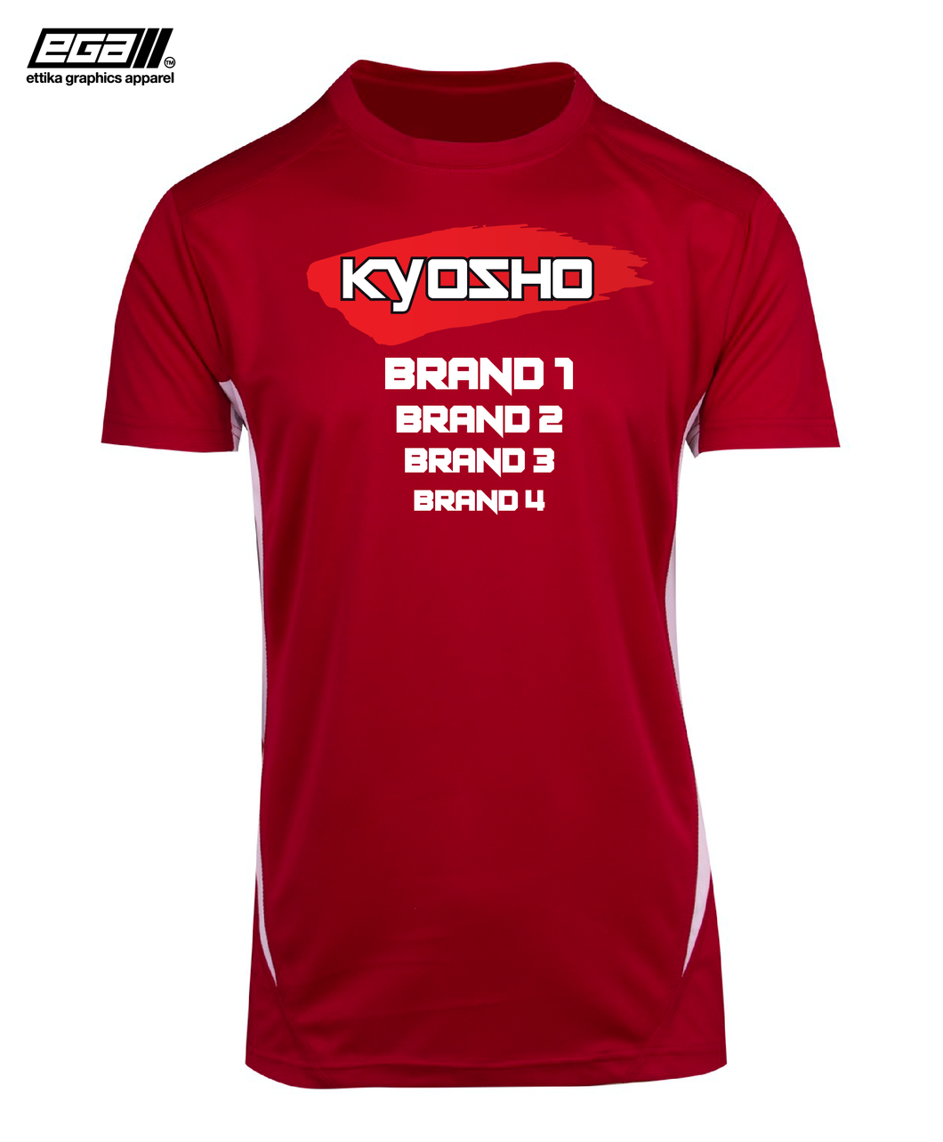 Kyosho Sponsor/Driver Name Performance Red/White T-Shirt - Cool Dry Fabric