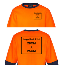 Load image into Gallery viewer, Unisex Hi Vis Crew Sweatshirt SYZMIK (Orange/Navy) Printed