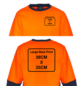 Unisex Hi Vis Crew Sweatshirt SYZMIK (Orange/Navy) Printed