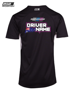 Mugen Seiki Sponsor/Driver Name Performance Black/White T-Shirt - Cool Dry Fabric