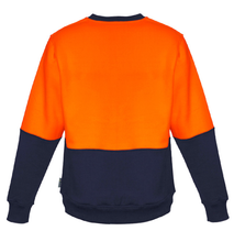 Load image into Gallery viewer, Unisex Hi Vis Crew Sweatshirt SYZMIK (Orange/Navy) Printed