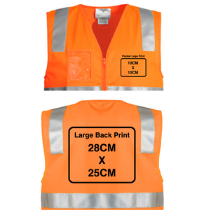 Unisex Hi Vis Full Zip Vest SYZMIK (Orange) Printed