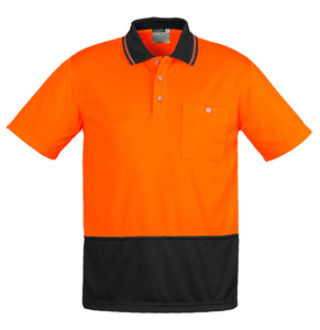 Unisex Hi Vis Basic Spliced Polo SYZMIK (Orange/Black) Printed