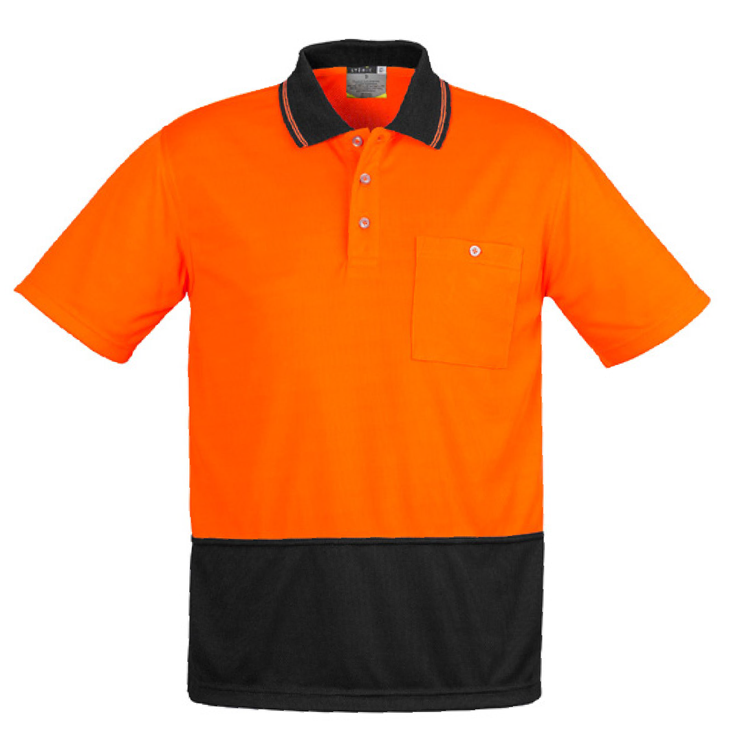 Unisex Hi Vis Basic Spliced Polo SYZMIK (Orange/Black) Printed