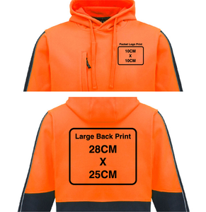 Unisex Hi Vis Pullover Hoodie SYZMIK (Orange/Navy) Printed