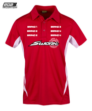 Load image into Gallery viewer, SWorkz Sponsor/Driver Name Performance Orange/White Polo - Cool Dry Fabric