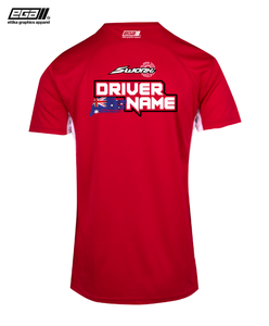Sworkz Sponsor/Driver Name Performance Red/White T-Shirt - Cool Dry Fabric