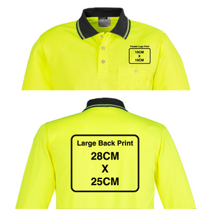 Unisex Hi Vis Basic Polo - Long Sleeve SYZMIK (Yellow/Black) Printed