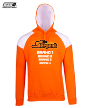 Load image into Gallery viewer, Serpent Sponsor/Driver Name Performance Orange/White Hoodie - Contrast