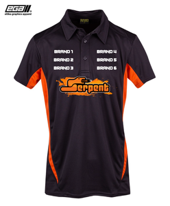 Serpent Sponsor/Driver Name Performance Charcoal/Orange Polo - Cool Dry Fabric