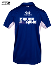 Load image into Gallery viewer, Shepherd Sponsor/Driver Name Performance Royal/White Polo - Cool Dry Fabric