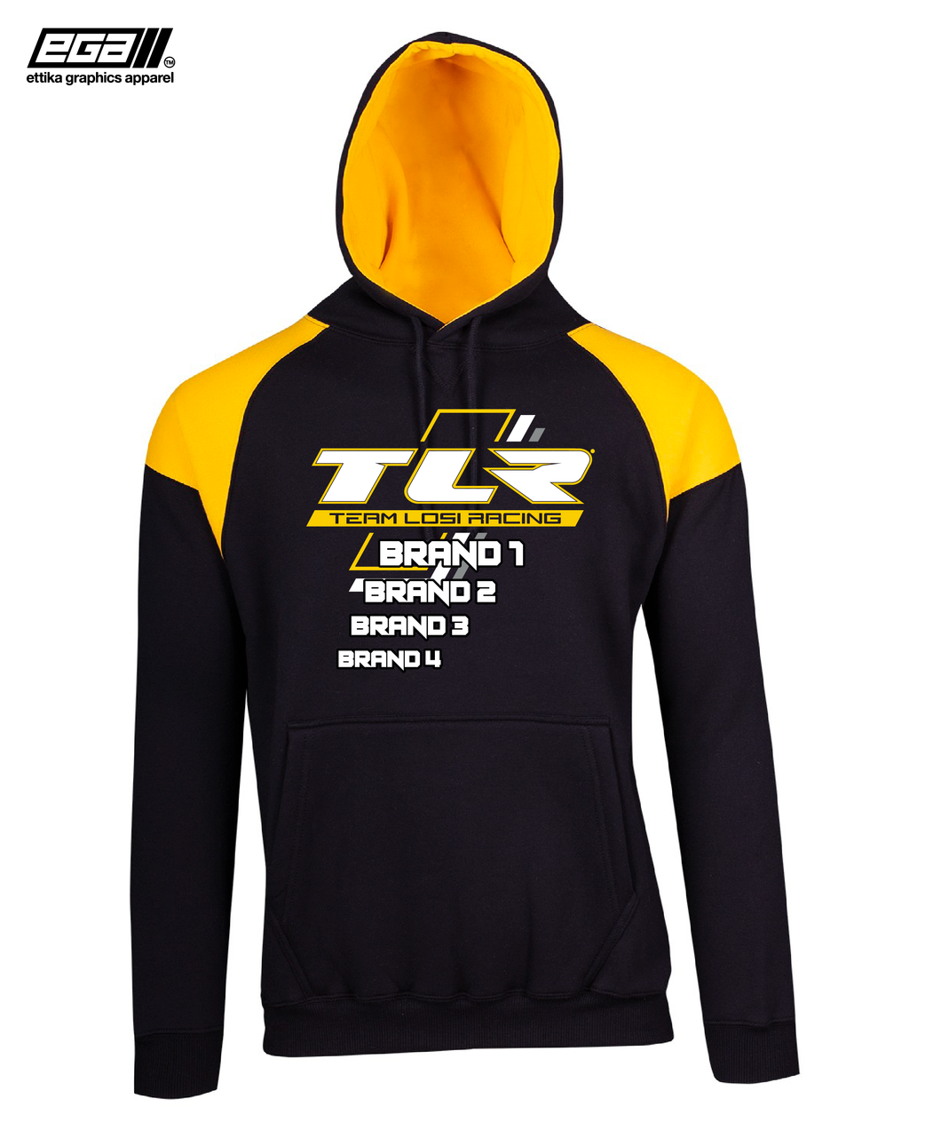 Team Losi Racing Sponsor/Driver Name Performance Black/Yellow Hoodie - Contrast