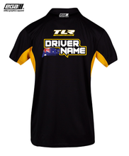 Load image into Gallery viewer, Team Losi Racing Sponsor/Driver Name Performance Black/Yellow Polo - Cool Dry Fabric