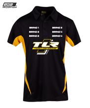 Load image into Gallery viewer, Team Losi Racing Sponsor/Driver Name Performance Black/Yellow Polo - Cool Dry Fabric