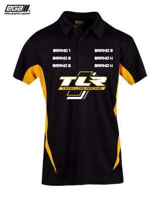 Team Losi Racing Sponsor/Driver Name Performance Black/Yellow Polo - Cool Dry Fabric