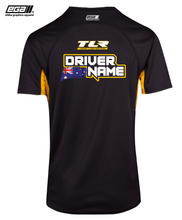 Load image into Gallery viewer, Team Losi Racing Sponsor/Driver Name Performance Black/Yellow T-Shirt - Cool Dry Fabric