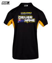 Load image into Gallery viewer, Yokomo Racing Factory Sponsor/Driver Name Performance Black/Yellow Polo - Cool Dry Fabric