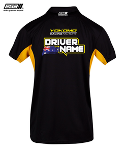 Yokomo Racing Factory Sponsor/Driver Name Performance Black/Yellow Polo - Cool Dry Fabric