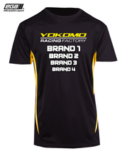 Load image into Gallery viewer, Yokomo Racing Factory Sponsor/Driver Name Performance Black/Yellow T-Shirt - Cool Dry Fabric