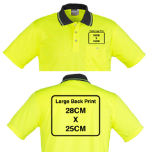 Load image into Gallery viewer, Unisex Hi Vis Basic Spliced Polo SYZMIK (Yellow/Black) Printed