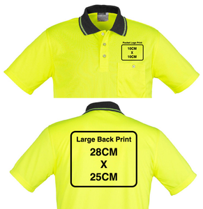 Unisex Hi Vis Basic Spliced Polo SYZMIK (Yellow/Navy) Printed