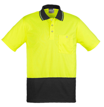 Load image into Gallery viewer, Unisex Hi Vis Basic Spliced Polo SYZMIK (Yellow/Black) Printed