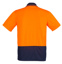 Load image into Gallery viewer, Unisex Hi Vis Basic Spliced Polo SYZMIK (Orange/Navy) Printed