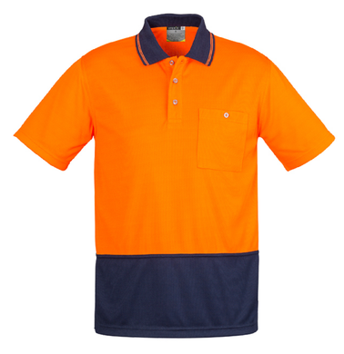 Unisex Hi Vis Basic Spliced Polo SYZMIK (Orange/Navy) Printed