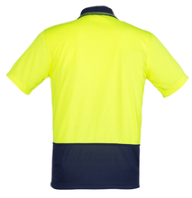 Load image into Gallery viewer, Unisex Hi Vis Basic Spliced Polo SYZMIK (Yellow/Navy) Printed