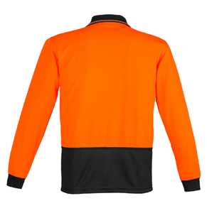 Unisex Hi Vis Basic Polo - Long Sleeve SYZMIK (Orange/Black) Printed