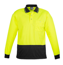 Load image into Gallery viewer, Unisex Hi Vis Basic Polo - Long Sleeve SYZMIK (Yellow/Black) Printed