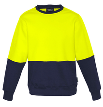 Load image into Gallery viewer, Unisex Hi Vis Crew Sweatshirt SYZMIK (Yellow/Navy) Printed