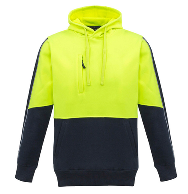 Unisex Hi Vis Pullover Hoodie SYZMIK (Yellow/Navy) Printed