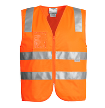 Load image into Gallery viewer, Unisex Hi Vis Full Zip Vest SYZMIK (Orange) Printed