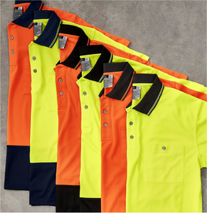 Unisex Hi Vis Basic Spliced Polo SYZMIK (Orange/Black) Printed